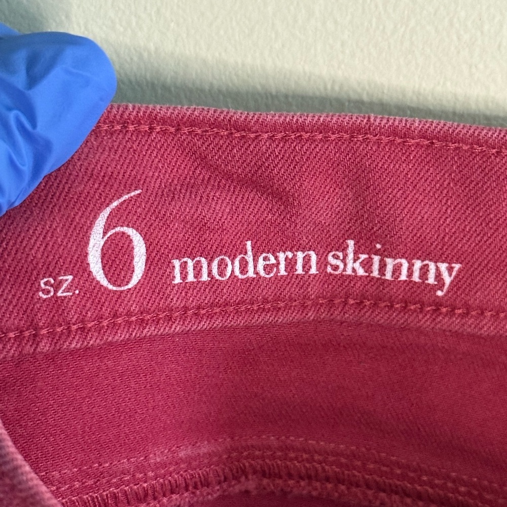 LOFT Ann Taylor Jeans Size 6 Pink Magenta Modern Skinny Mid Rise Ankle Crop - Picture 9 of 13